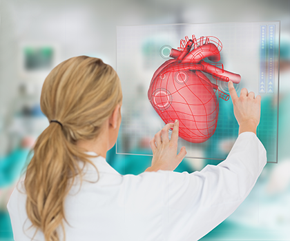 Врач-кардиолог и схема сердца